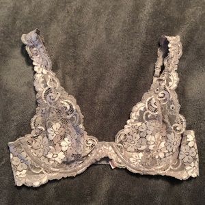 34B gray and light pink lace Victoria’s Secret bra